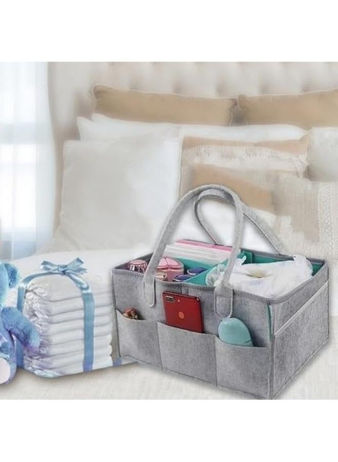 Baby Diaper Caddy Organizers -Printed Storage Mother Bags - Nursery Storage Foldable and Portable - Grey  - Image 5