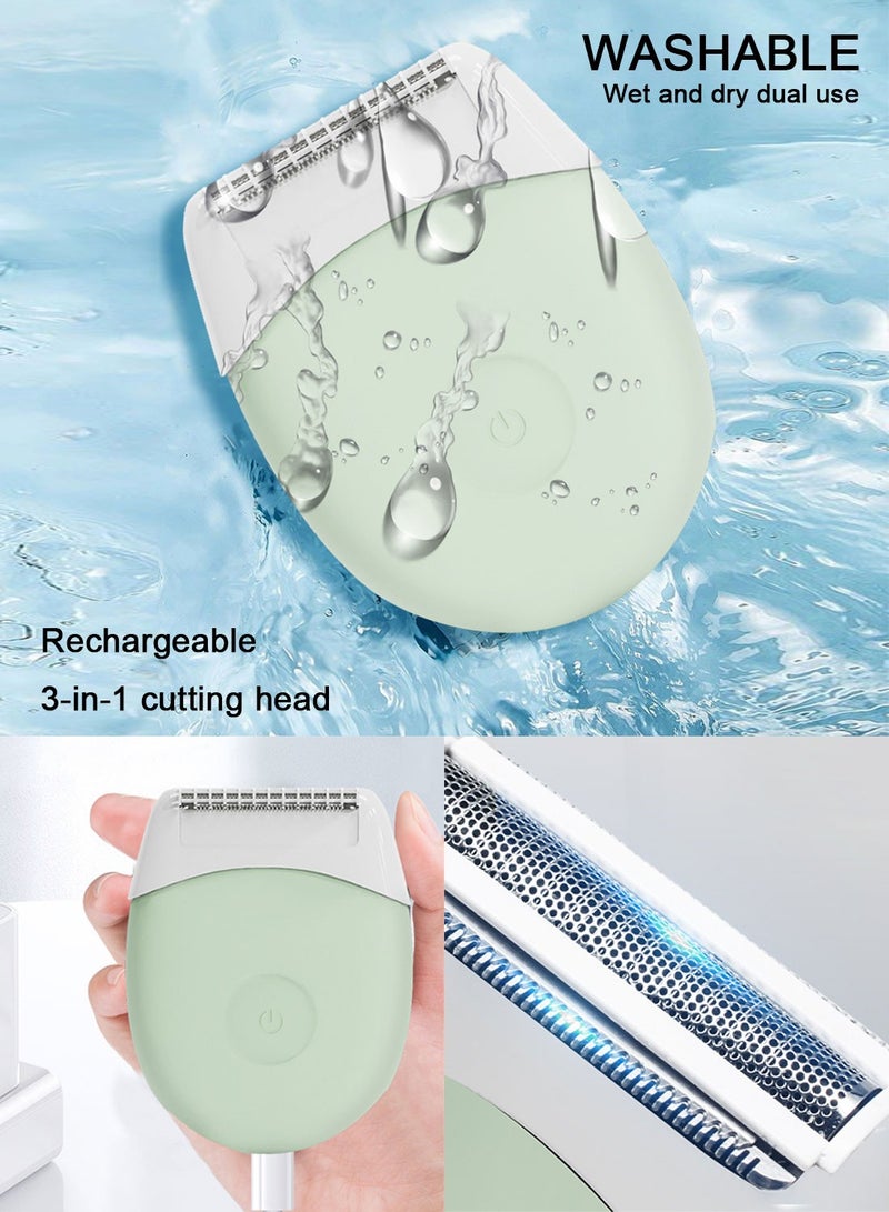 Syarme Electric Razors for Women, Rechargeable Cordless Shaver, Wet and Dry Electric Shaver ​for Women for Womens Leg Underarm Bikini Public Hairs Removal - Green - Image 2