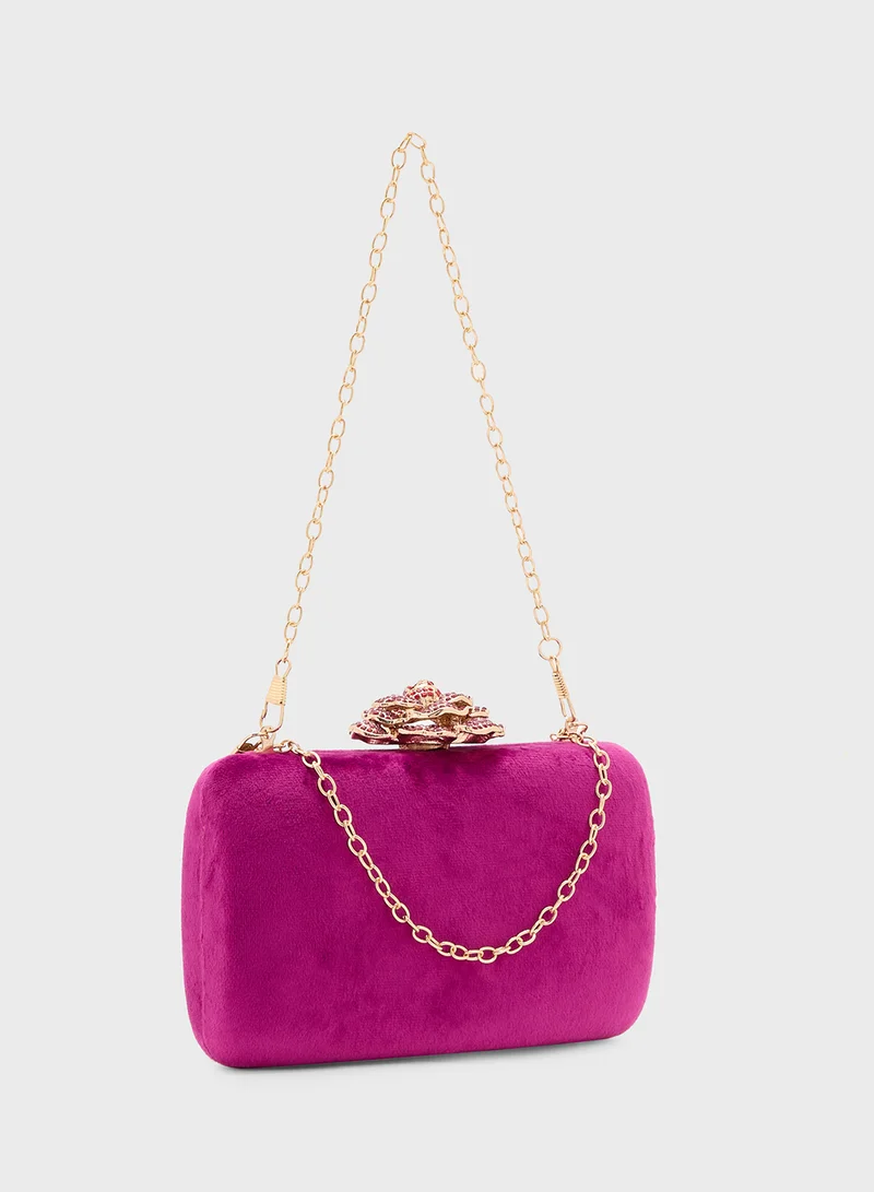 Ella Limited Edition Floral Diamante Trim Detail Clutch Bag