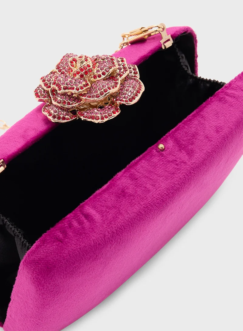Ella Limited Edition Floral Diamante Trim Detail Clutch Bag