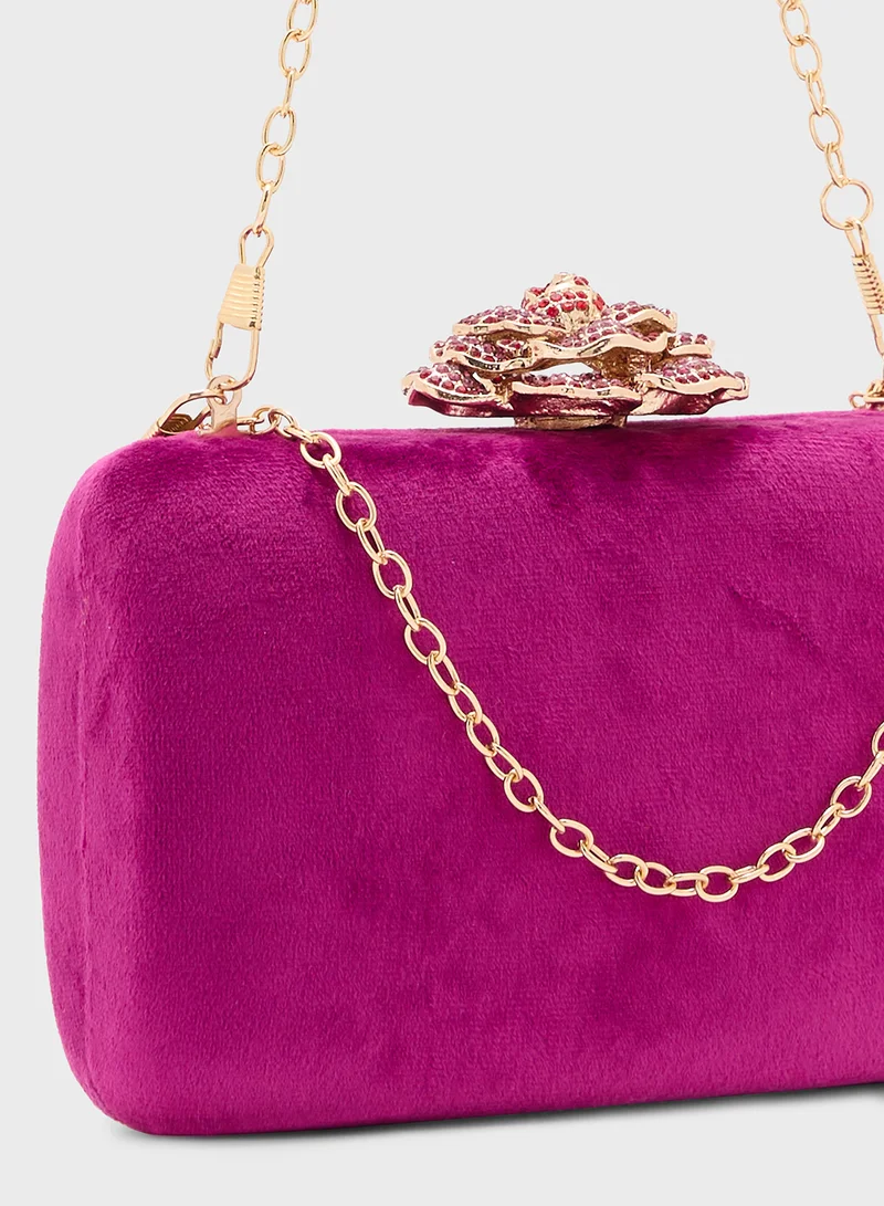 Ella Limited Edition Floral Diamante Trim Detail Clutch Bag