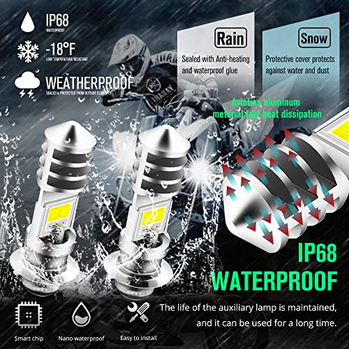 N.C AC/DC 9-48V P15D LED Bulb,1800LM Super Bright H6M ATV LED Headlight Bulbs,4xCOB Chips Hi/Lo Beam Replement for Motorcycle,Yamaha,ATVS YFM350 450 400 660 700 Raptor.2-Pack., Silver - Image 5
