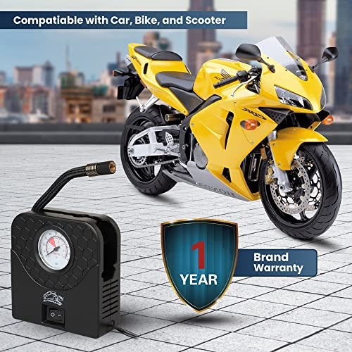 Automaze 12V Portable Mini Air Pump Compressor Tyre Tire Inflator for Car, Bike, Bicycle, Motorcycles, Balls, with LED Light - Image 5