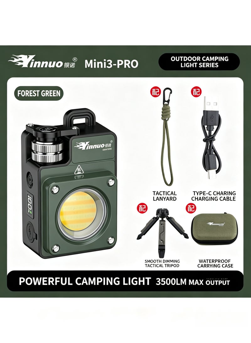 Mini3-PRO 3500LM Portable Mini Camping Light, Waterproof Tactical LED Work Light with Adjustable Tripod, Type-C Rechargeable Multifunctional Outdoor Flashlight Full Accessory Kit
