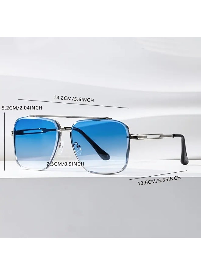 SCENT HOUSE A Pair Of-Style Casual Business Fashion Glasses with High-Definition Blue Lenses, Metal Frame Party Fashion Eyewear, an Elegant Accessory. (Includes eyeglass case),sunglasses - Image 3