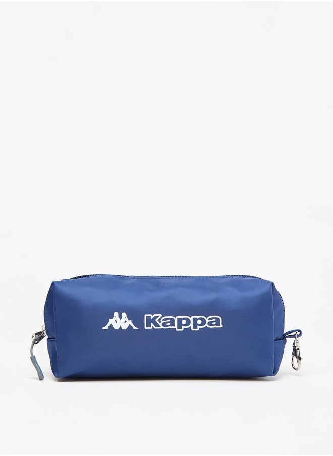 Kappa Boys Logo Print Backpack with Adjustable Straps and Pencil Pouch - 45x15x32 cm  - Image 2