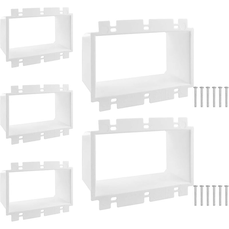 5Pcs BE3-3 Electrical Box Extender, 3-Gang Outlet Box Extender with 30 Screws, Plastic Electric Box Extension for Three Gang Power Switch Receptacles, Power Outlet Accessories (White) - Image 1