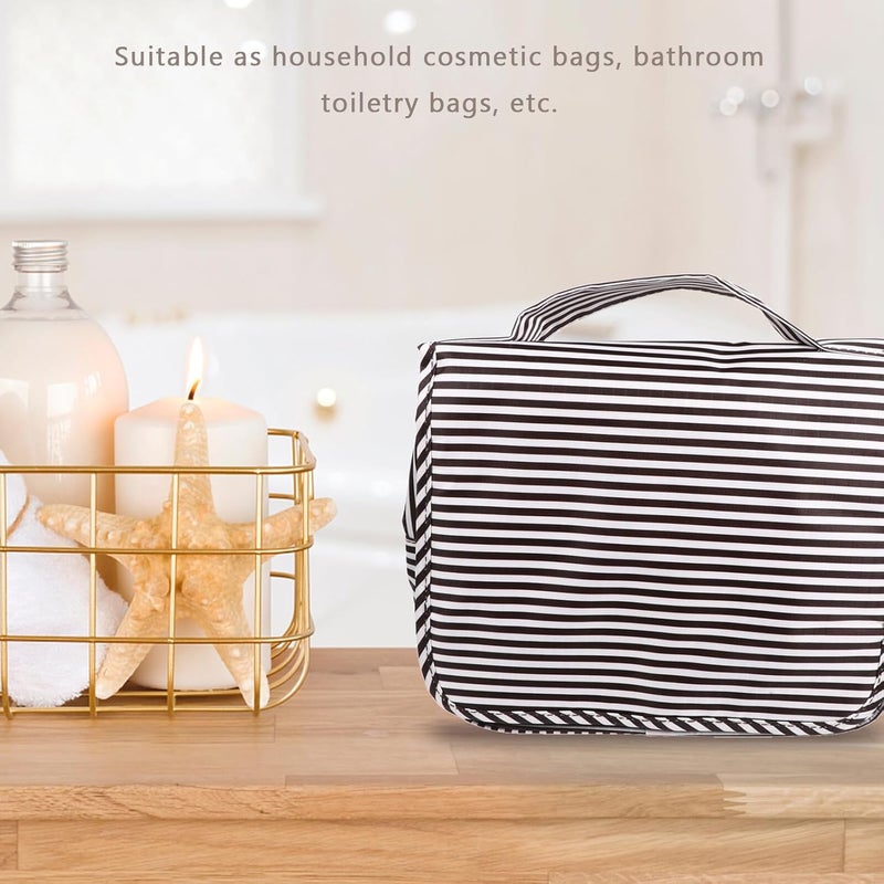 VILLCASE Waterproof Makeup Bag for Travel, Hanging Foldable Toiletry Organizer Pouch with Printed Coffee Stripe, Portable Cosmetic Storage Bag for Women - Image 3