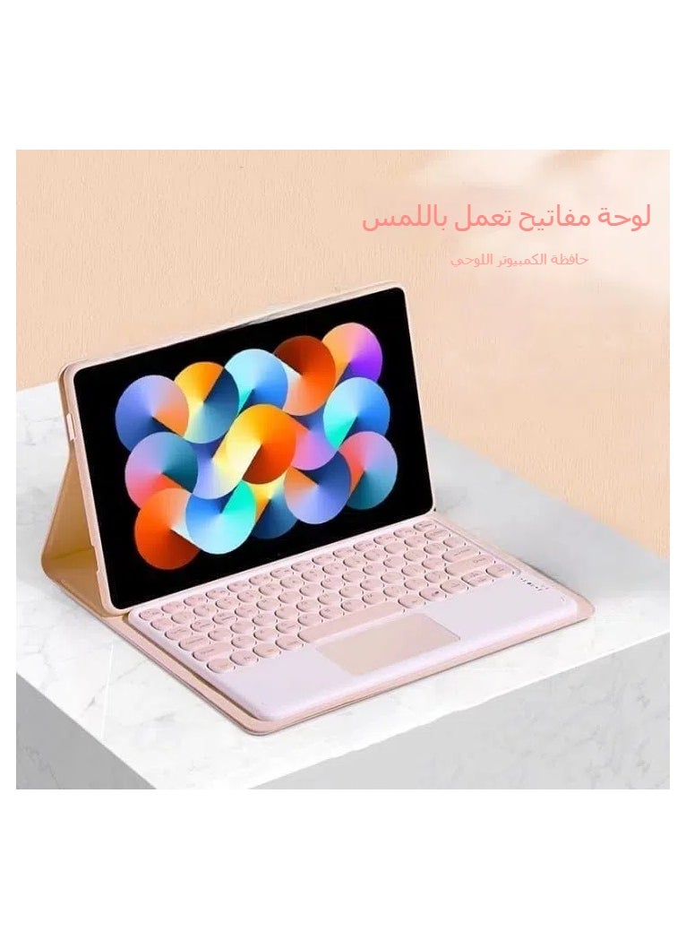OCTOBER - Keyboard case compatible with Lenovo Tab M10 3rd generation 10.1-inch (TB-328FU/TB-328XU) tablet, retro round key keyboard with detachable touch keyboard cover - Image 1