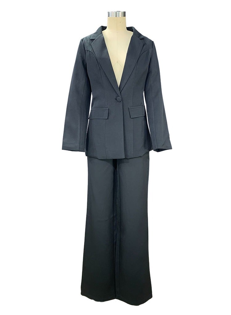 Shougu New Women's Fashion Temperament Long Sleeved Suit Straight Leg Pants Set  - Image 1