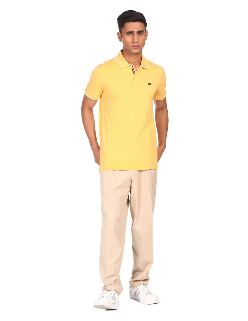 Arrow Tipped Cotton Pique Polo Shirt