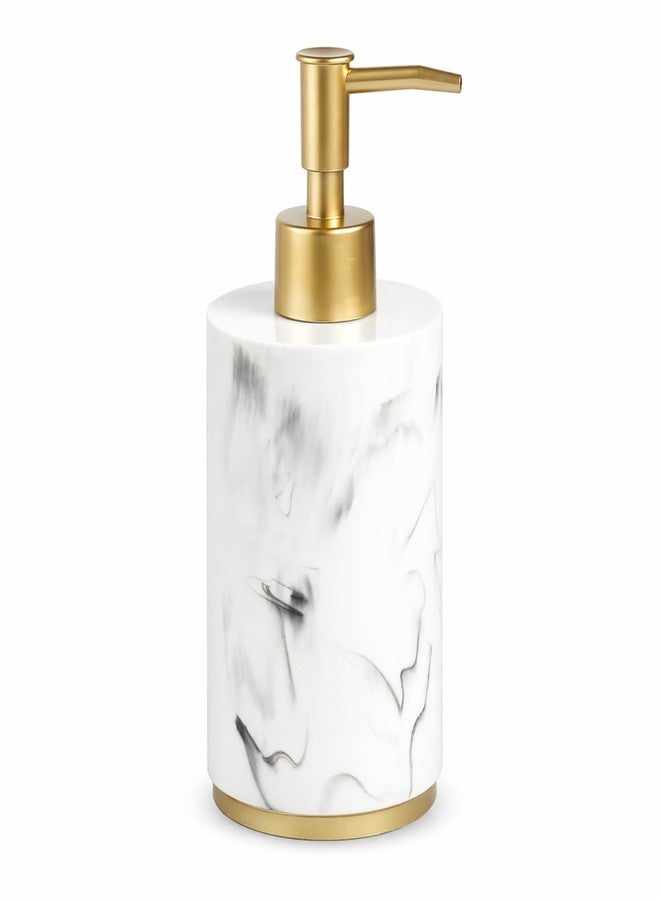 Jung Ford Marble Look Hand Soap Dispenser, 16.9 oz Countertop Hand Lotion Pump Bottles, Lotion Container, Refillable Liquid Hand Soap Jar, Resin Shower Dispensers for Bathroom, Kitchen (White) - Image 1