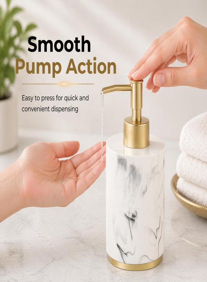 Jung Ford Marble Look Hand Soap Dispenser, 16.9 oz Countertop Hand Lotion Pump Bottles, Lotion Container, Refillable Liquid Hand Soap Jar, Resin Shower Dispensers for Bathroom, Kitchen (White) - Image 3