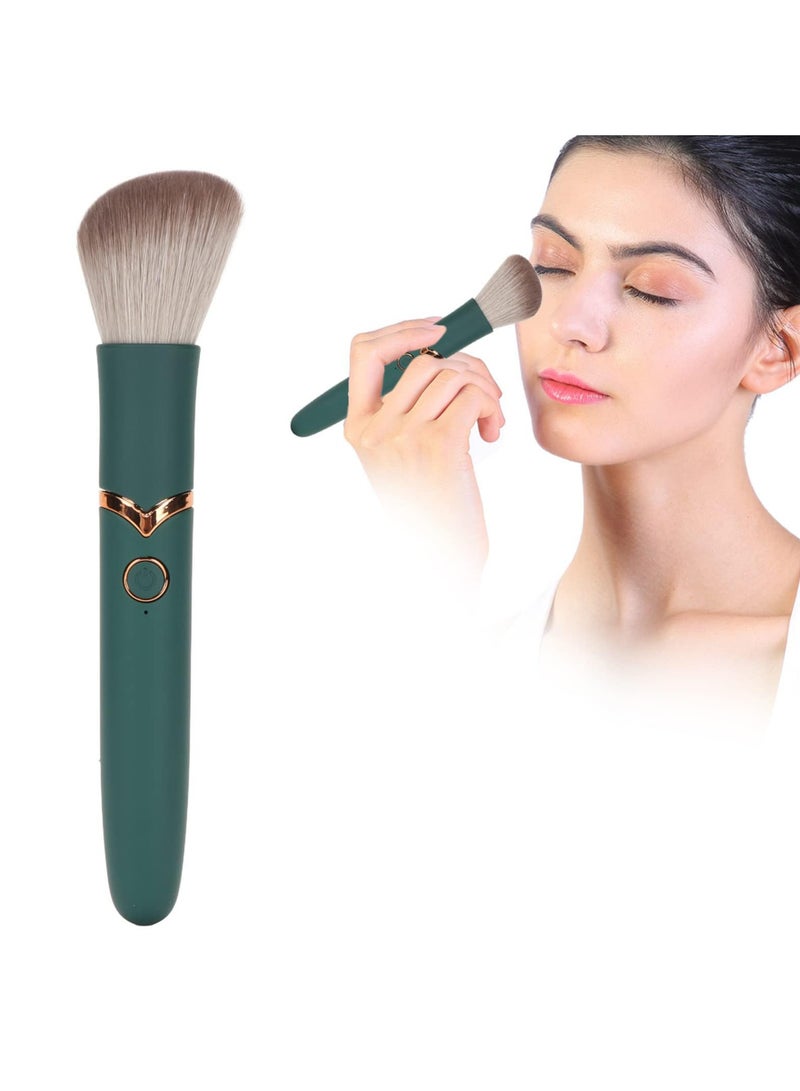 CMGTYYD Makeup Brush, 10 Gears Vibration Massage makeup Brush, Works with Foundation, Concealer or Blush, Rechargeable Adjustable Loose Powder Brush (Green) - Image 1