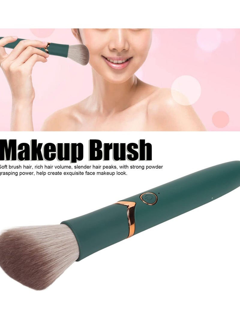CMGTYYD Makeup Brush, 10 Gears Vibration Massage makeup Brush, Works with Foundation, Concealer or Blush, Rechargeable Adjustable Loose Powder Brush (Green) - Image 2