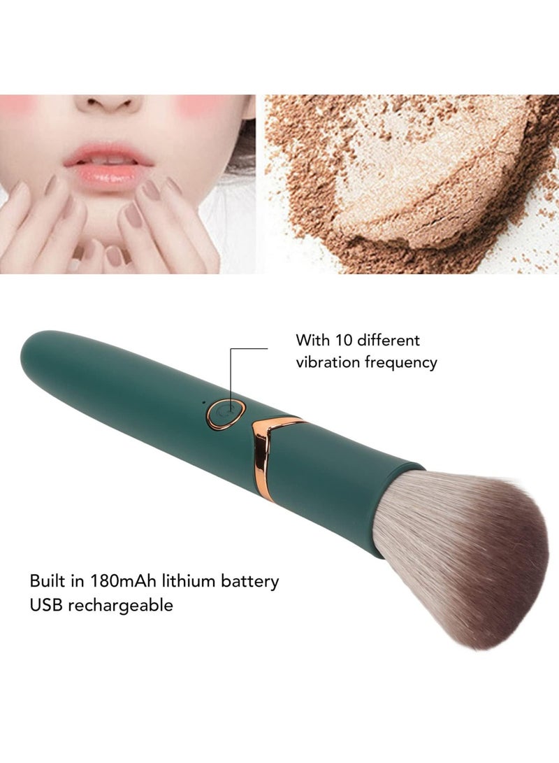 CMGTYYD Makeup Brush, 10 Gears Vibration Massage makeup Brush, Works with Foundation, Concealer or Blush, Rechargeable Adjustable Loose Powder Brush (Green) - Image 3