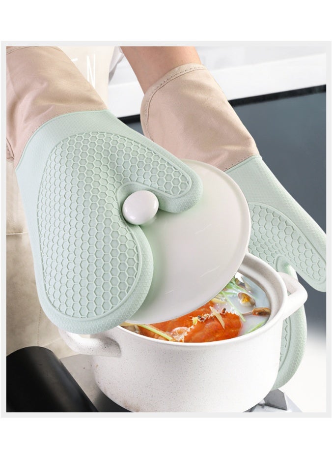 KINGMAZI Extra Long Silicone Oven Mitts and Pot Holders Set, Heat Resistant Mittens with Mini Gloves Hot Pads and Oil Brush , for Kitchen Baking Cooking  - Image 5