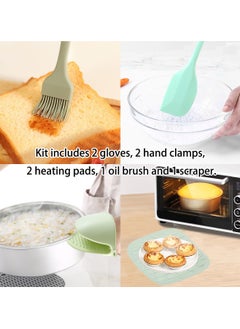 Generic Extra Long Silicone Oven Mitts and Pot Holders Set, Heat Resistant Mittens with Mini Gloves Hot Pads and Oil Brush , for Kitchen Baking Cooking  - Image 3