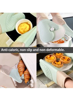 Generic Extra Long Silicone Oven Mitts and Pot Holders Set, Heat Resistant Mittens with Mini Gloves Hot Pads and Oil Brush , for Kitchen Baking Cooking  - Image 5