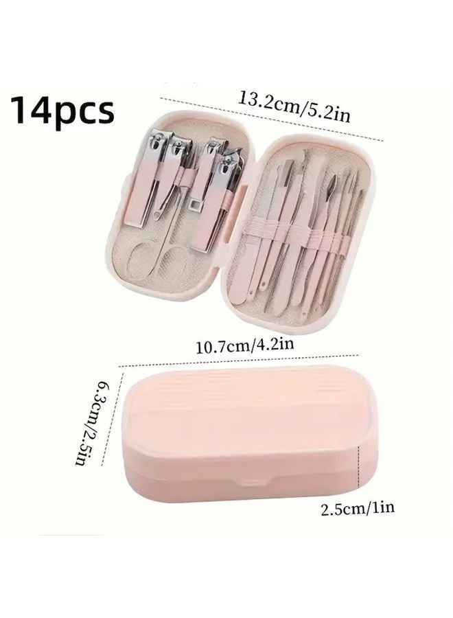 Blue 14pcs Stainless Steel Nail Clipper Set With Storage Box Hand Foot Care Tools - Image 5