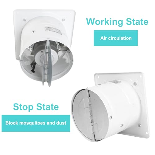 MEKOTRIN 8 Inch Exhaust Fan, Kitchen Exhaust Fan With Switch 60Hz 7 Blades Iron, 760 CFM Window Exhaust Fan, Small Wall Mounted Ventilation Fan for Attic, Greenhouse, Bathroom, Basement(White, 80W) - Image 4