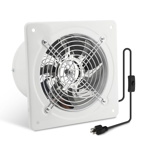 MEKOTRIN 8 Inch Exhaust Fan, Kitchen Exhaust Fan With Switch 60Hz 7 Blades Iron, 760 CFM Window Exhaust Fan, Small Wall Mounted Ventilation Fan for Attic, Greenhouse, Bathroom, Basement(White, 80W) - Image 1