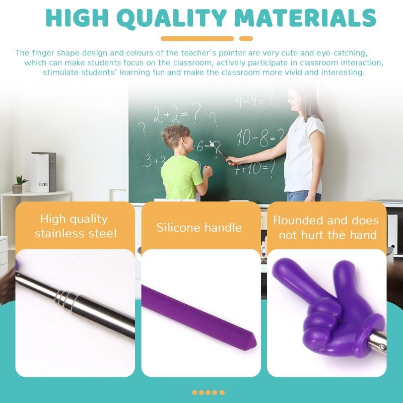 Extendable Teacher Pointer Stick: 8 Pcs Stainless Steel And ABS, Elongated Focus Design, Telescoping Hand Pointer - Versatile Multi-Surface Use, Retractable Reading Pointer for Teachers And Students, - Image 3