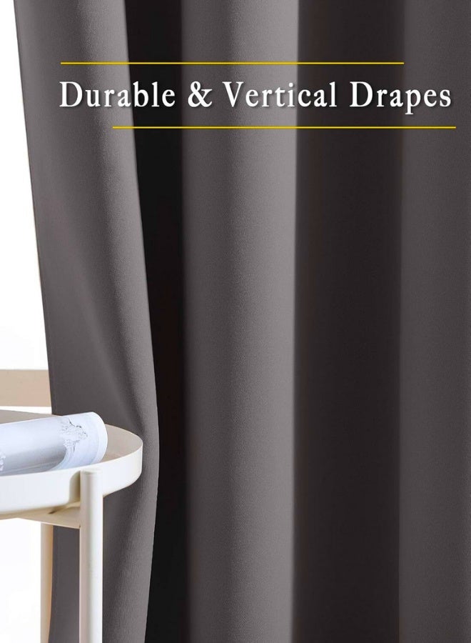 تشيس اب ستائر رمادية معتمة لغرفة النوم بطول ٢١٣ سم - ستائر حرارية معتمة بحلقات معدنية، ستائر عازلة للضوضاء، ستائر نوافذ لغرفة المعيشة (لوحتان، عرض ١٣٢ سم × طول ٢١٣ سم، رمادي) - Image 3