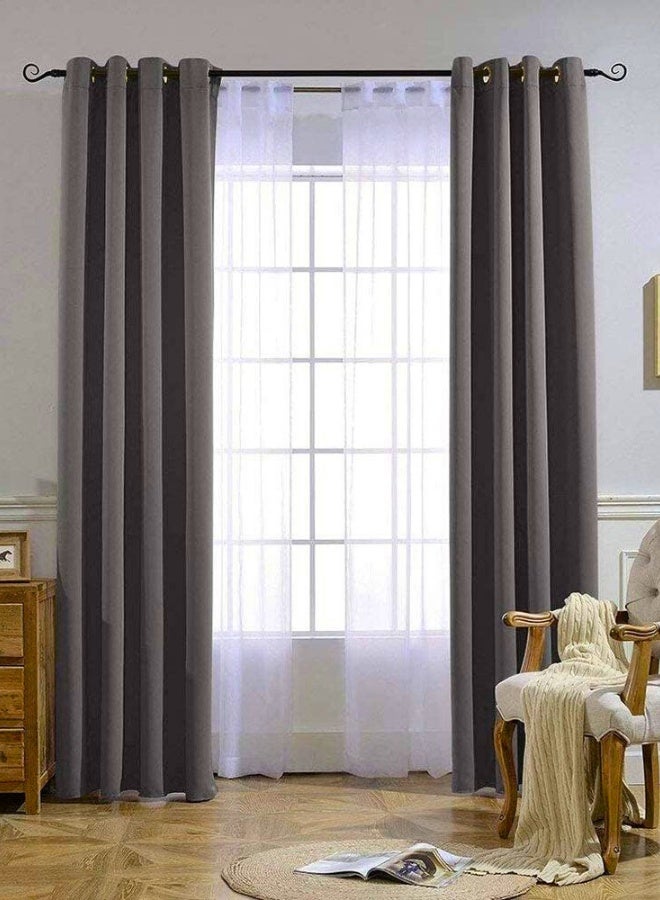 تشيس اب ستائر رمادية معتمة لغرفة النوم بطول ٢١٣ سم - ستائر حرارية معتمة بحلقات معدنية، ستائر عازلة للضوضاء، ستائر نوافذ لغرفة المعيشة (لوحتان، عرض ١٣٢ سم × طول ٢١٣ سم، رمادي) - Image 2