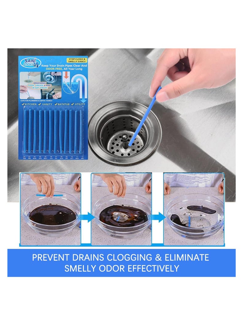 Drain Sticks Drain Stix Drain Cleaner 72pcs Deodorizer Sticks Drainstix for Clogs Kitchen Bathroom Sinks Non-Fragile for Preventing Clogs Odor