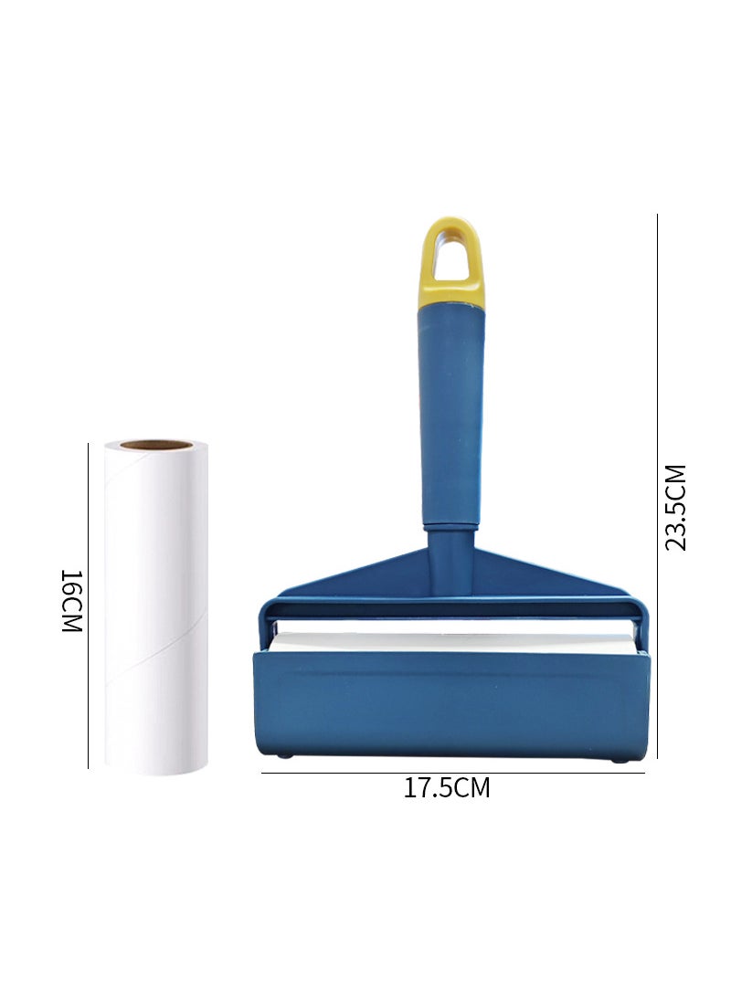 Generic Pet Hair Remover Lint Roller Refillable 16cm blue yellow short handle 1 roll of paper 