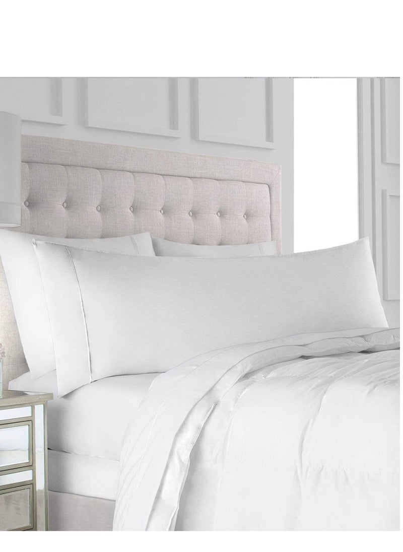 Maestro Maestro Full Body Pillow Cotton Feel Plain White Hollowfiber 1400 gm Filling with Single Piping, 1 Pc Cotton feel Pillowcase size: 50 x 125cm  - Image 1
