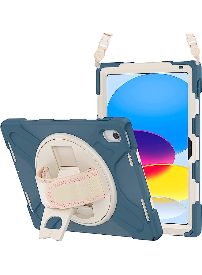 Procases For Ipad 10Th Generation 10.9 Inch Case 2022, Rugged Heavy Duty Shockproof Cover Rotating Kickstand With Handle Holder Shoulder Strap For 10.9" Ipad 10 –Morandiblue - Image 1