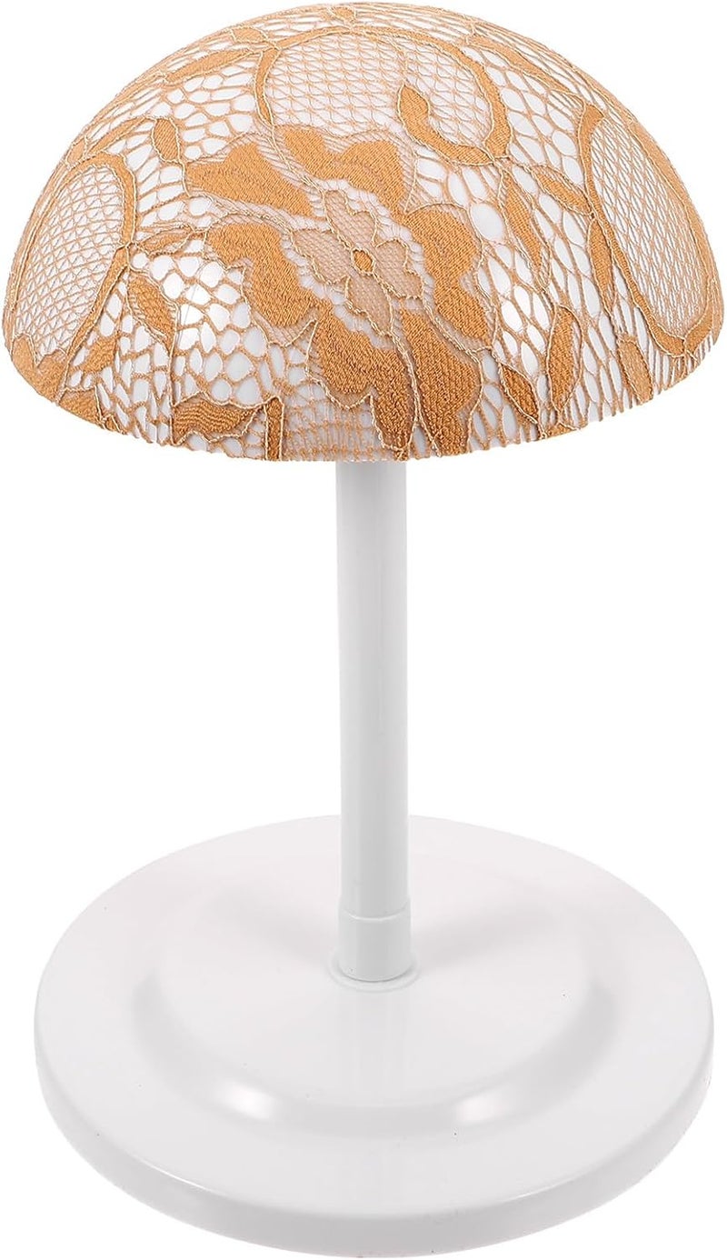 ARTIBETTER Wig Stand with Adjustable Plastic Base Milk Brown Lace-style Wig Holder for Styling and Display Mannequin Head Stand for Making and Storage - Image 1