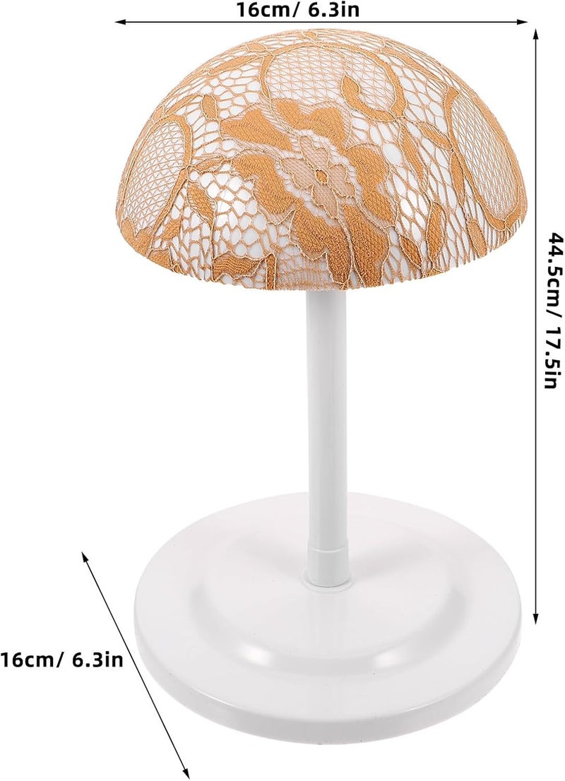 ARTIBETTER Wig Stand with Adjustable Plastic Base Milk Brown Lace-style Wig Holder for Styling and Display Mannequin Head Stand for Making and Storage - Image 2
