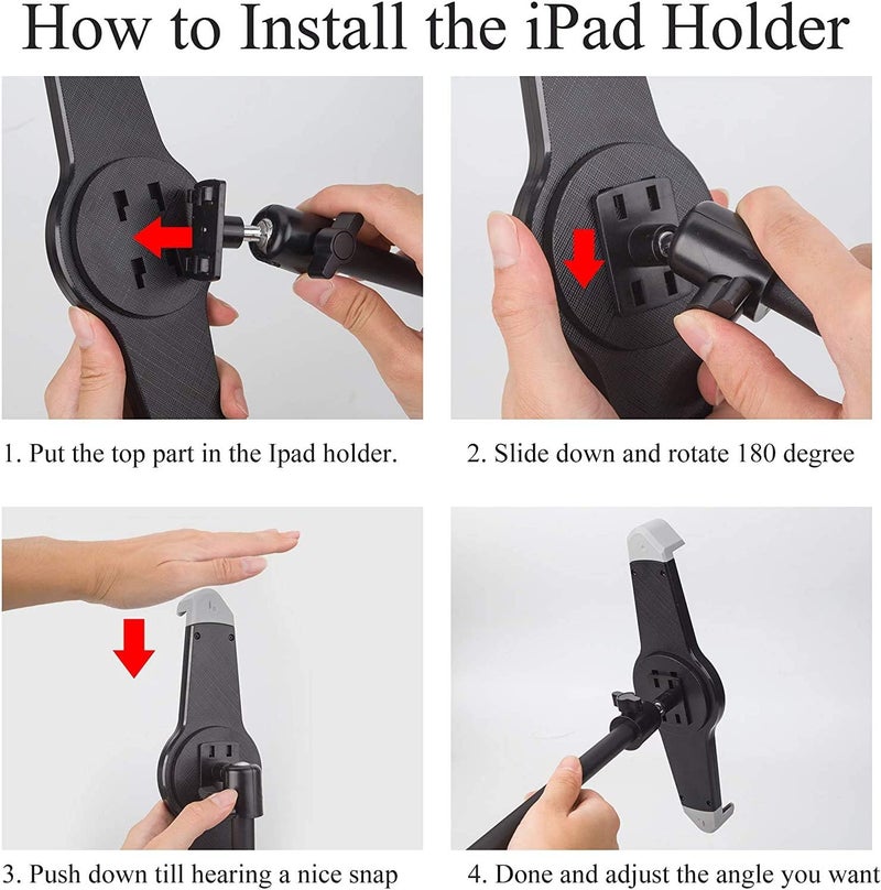 بادوم حامل ثلاثي القوائم لأجهزة iPad والهواتف المحمولة من ، قابل لضبط الارتفاع من 20 إلى 60 بوصة مع حامل أجهزة لوحية دوار بزاوية 360 درجة لأجهزة iPad Air وiPad Pro والمزيد من الأجهزة اللوحية مقاس 9.5 إلى 14.5 بوصة، مع حقيبة حمل - Image 3