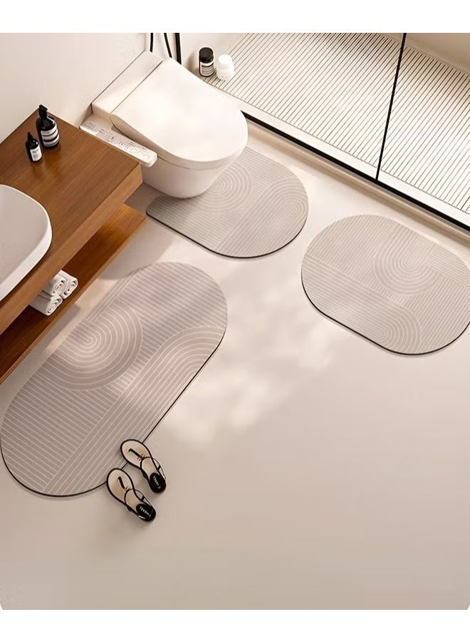 EETU 3PCS Absorbent Bath Mat Rug Sets,Quick Drying Mat Silicone Magic Bath Mat Non-slip Floor Rug Rubber Backed For Bathroom Kitchen Shower Sink (50x55+40x80+40x60cm,Gray) - Image 1