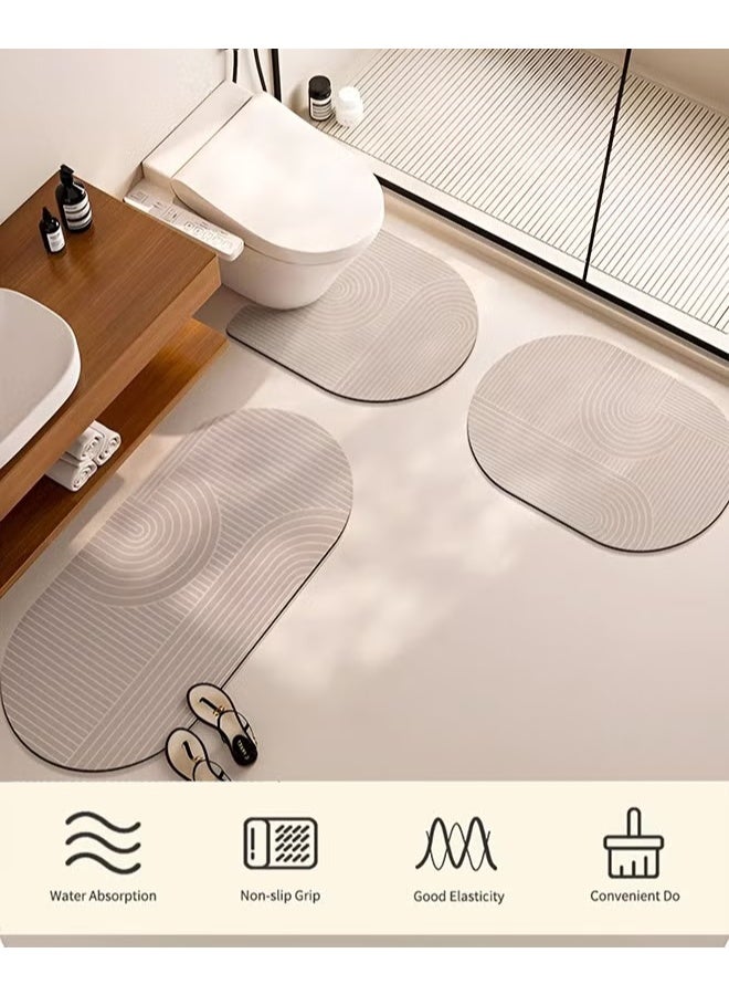 EETU 3PCS Absorbent Bath Mat Rug Sets,Quick Drying Mat Silicone Magic Bath Mat Non-slip Floor Rug Rubber Backed For Bathroom Kitchen Shower Sink (50x55+40x80+40x60cm,Gray) - Image 4