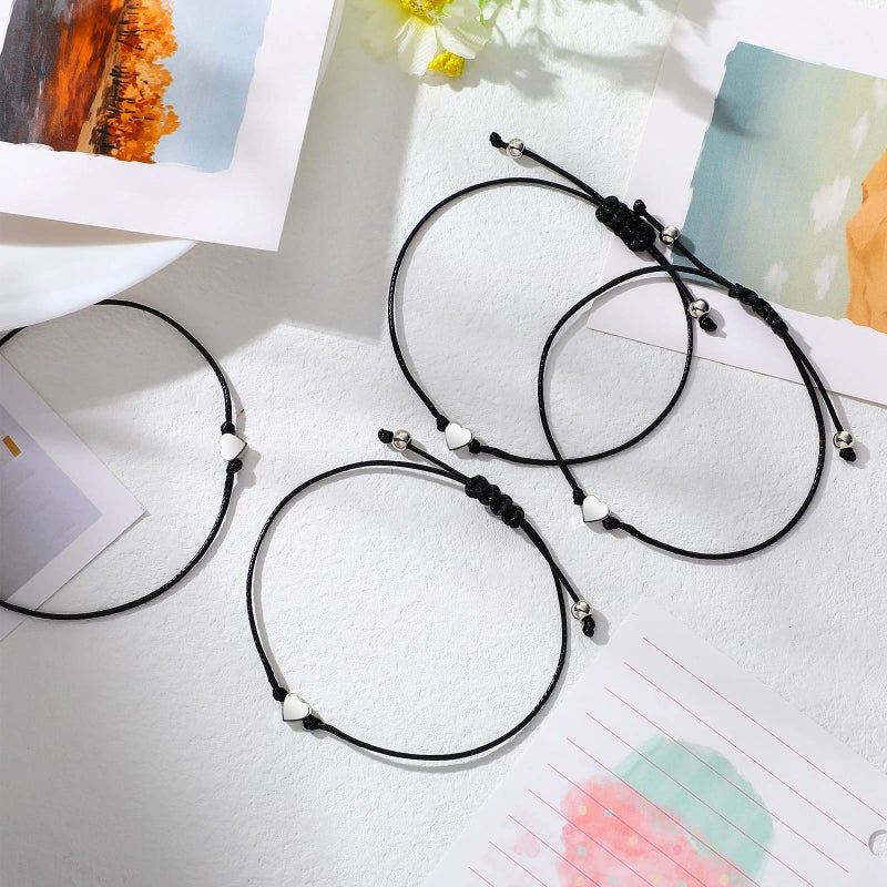 Sureio 20 Pcs Christmas Friendship Bracelets Bulk Heart String Handmade Matching Bracelets for Adults Couples Friends Braided Adjustable Charm Wristbands for Family Women Men - Image 4