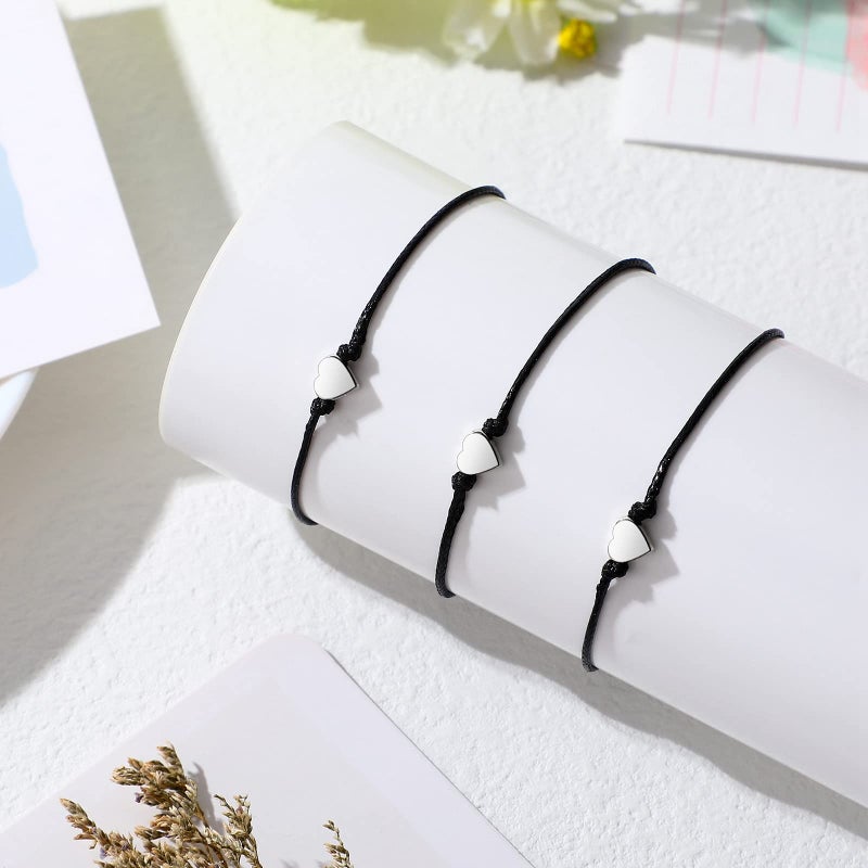 Sureio 20 Pcs Christmas Friendship Bracelets Bulk Heart String Handmade Matching Bracelets for Adults Couples Friends Braided Adjustable Charm Wristbands for Family Women Men - Image 3