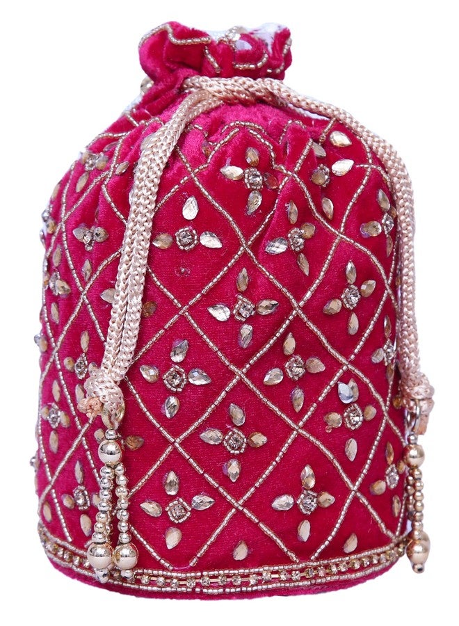 RC Rexcuir Potli Bag for Women & Girls | Potlis and Wristlets | Return Gifts for women | Clutch | Weddings and Special Occasion | Embroidered Bags | Matka(Pink) - Image 2
