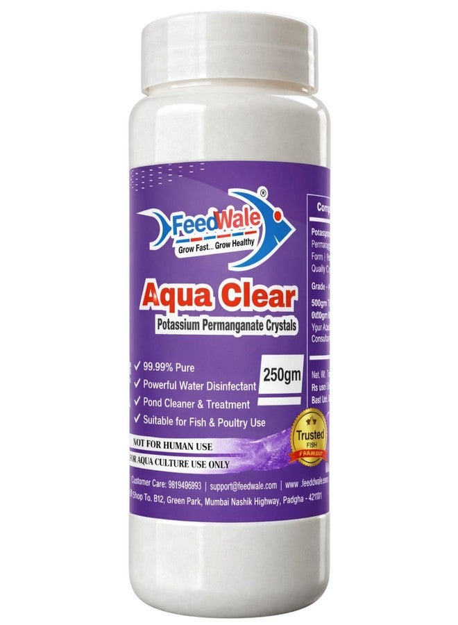 FeedWale 250gm FeedWale Potassium permangnate Crystals 99.99% Pure Pond Cleaner | Poultry Farms | Lal Dawai | Water Disinfectant - Image 1