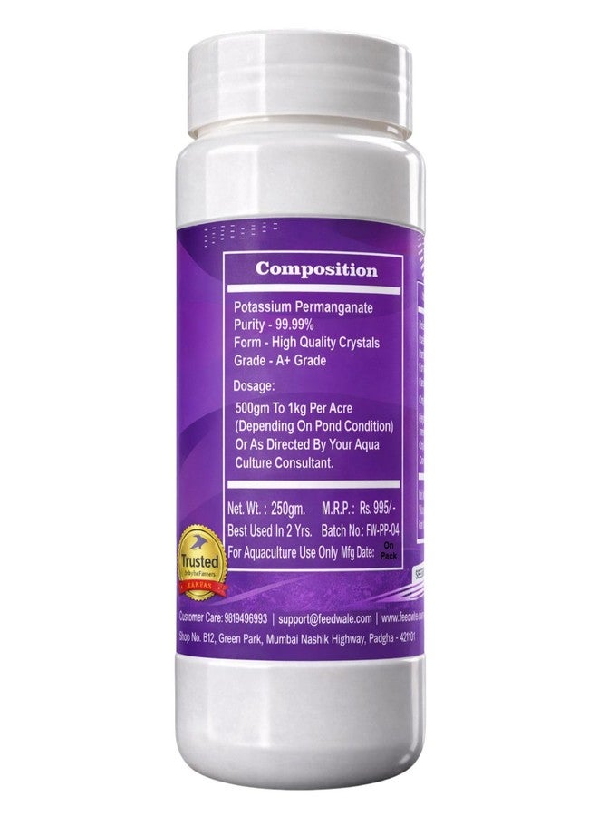 FeedWale 250gm FeedWale Potassium permangnate Crystals 99.99% Pure Pond Cleaner | Poultry Farms | Lal Dawai | Water Disinfectant - Image 3