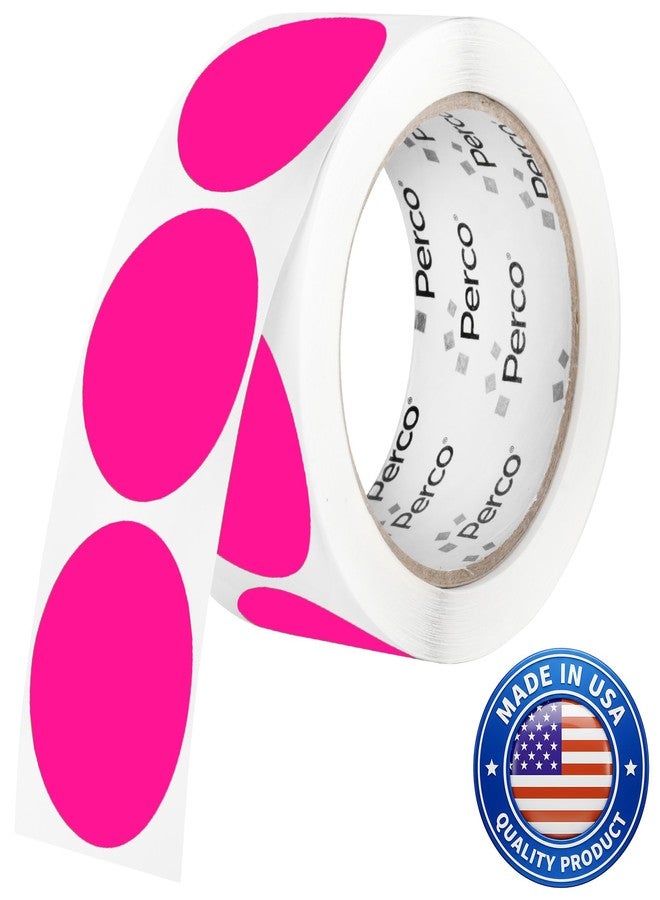 Perco Fluorescent Pink 2-Inch Perforated Circle Dot Sticker Labels - 250 Round Stickers Per Roll - with Permanent Adhesive for Organizing, Color Coding, Bin Labeling, Packaging Alerts - Made in USA - Image 1