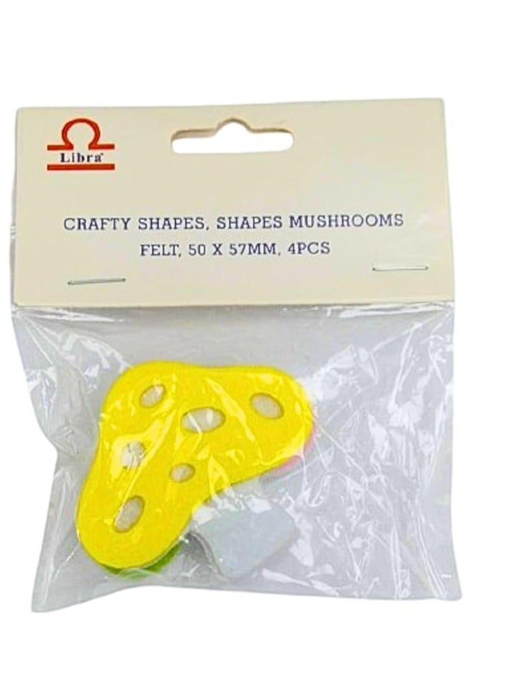 Libra CRAFTY SHAPES MUSHROOMS FELT 50X57MM (PACK OF 4PCS) - Image 1