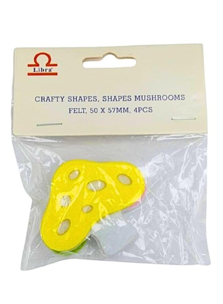 Libra CRAFTY SHAPES MUSHROOMS FELT 50X57MM (PACK OF 4PCS) - Image 2