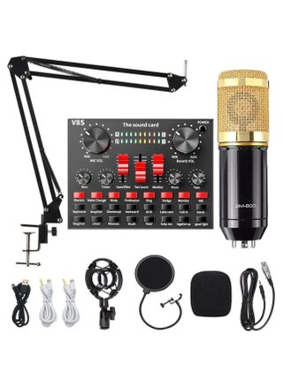 Professional Condenser Microphone and V8S Live Sound Card Bluetooth Sound Mixer Board 3.5mm Audio Interface Live Sound Card with 16 Sound Effects 6 Connecting Methods Dual DSP Noise Reduction Chip For Live Streaming Recording Game PC, Voice Changer - Audio Interface -Perfect for Recording, Singing, Streaming and Gaming (V8S-Black) - pzsku/Z2CED7D92CAE851CF204CZ/45/1742886632/921c307c-2237-4b46-a9d6-531b91e46520