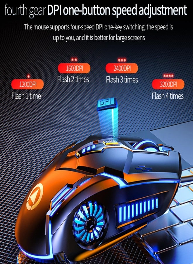 CHONCHOW Gaming Mouse - Wired, 6 Buttons, 4 Adjustable DPI Up to 3200 DPI, 7 Color LED Light, Used for Games and Office, Compatible with Computer/Laptop/Tablets (Black) - Image 5