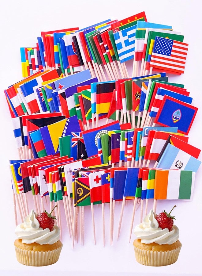 JBSJBS 200 Countries Flag National Cupcake Topper Flags Banner Mini Small Country World Toothpick Stick Flags Cake Party Festival Theme Decorations(200Pcs) - Image 1
