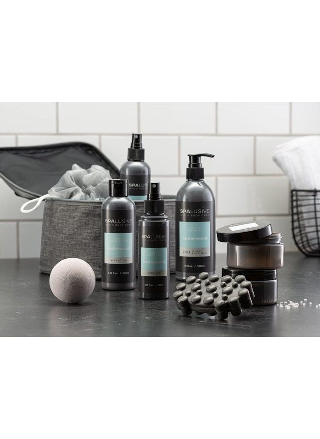 SPALUSIVE - SpaLusive Luxury Home Spa Gift Basket for Men | 10-Piece Spa Kit with Hair & Body Wash, Hydrating Body Lotion, Cedarwood Soap, Bath Salts, Loofah in Cool Travel Toiletry Bag | Fathers Day for Men - Image 1